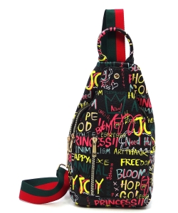 Multi Graffiti Sling Backpack GP2766 BLACK